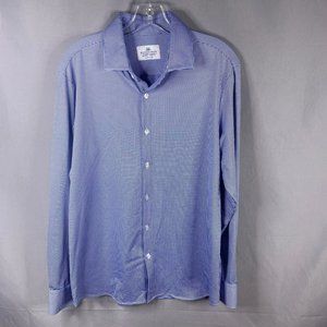 Mizzen + Main Shirt Mens Medium Blue Check Nylon Trim Fit Lightweight Gingham